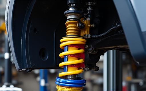 Suspensión deportiva coilover instalada en un coche para mejor desempeño